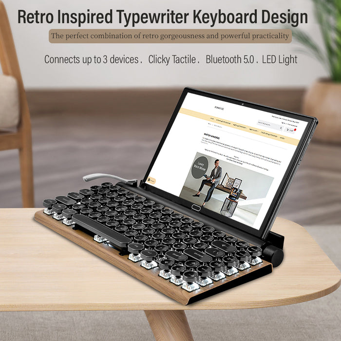 Mechanical Typewriter Keyboard Bluetooth 5.0 with LED Adjustable Backlight in FOUR COLOURS