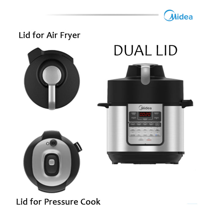 Midea Multi-Functional Cooker Dual Lids 8 in 1 Pressure Cooker and Air Fryer MF-CN65A2