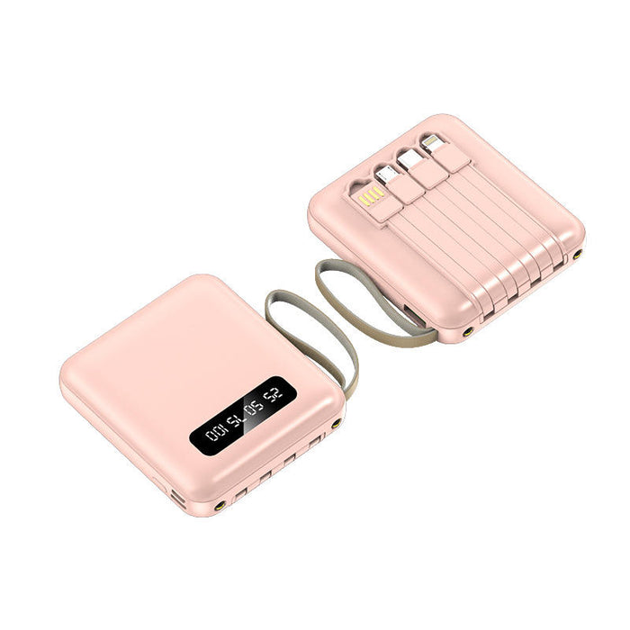 Mini Power bank 20000mAh with 4in1 DETACHABLE Cables Powerbank with LED Torch Light