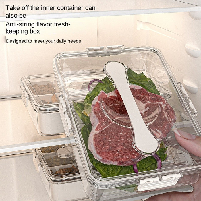Odor-Proof Fresh-Keeping Box | 4-Grid / 9-Grid | Removable Inner Tray | Fridge Organizer