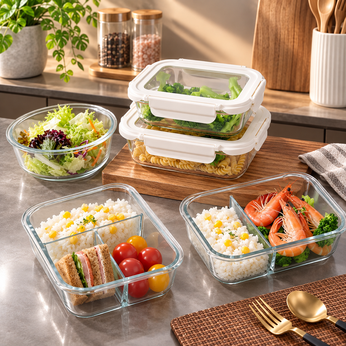 [Buy 4 Get 10% Off] Tempered Glass Lid Borosilicate Glass Food Container | Airtight Lunch Box | Microwave & Oven Safe