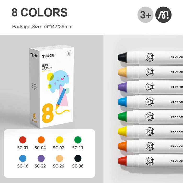 MiDeer Silky Crayons and Quick Dry Silky Crayons available in  8 and 12 colors Best Gifts for Children