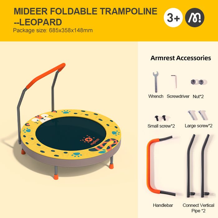 Mideer Foldable Trampoline Leopard Design Up to 50KG for Kids Age 3+