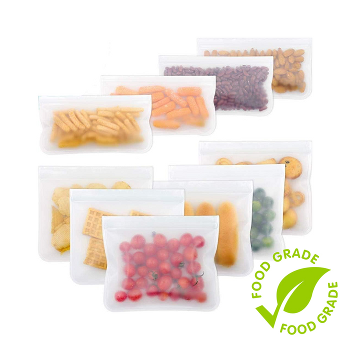 [8PCS] EVA Food Zipper Bag Ziplock Reusable Washable Food Storage Bags Gallon Freezer Zip Lock Thick Quallity