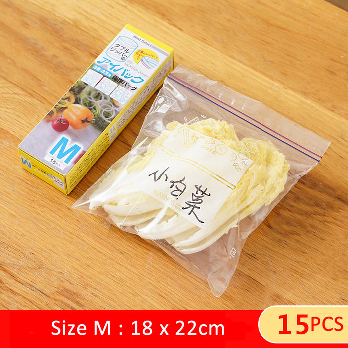[2 BOXES] Zip Lock Bags Self Labelling Food Packaging Frozen Storage Thick Durable Plastic for Refrigerators