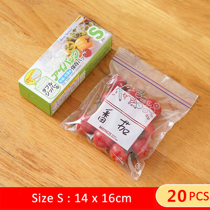 [2 BOXES] Zip Lock Bags Self Labelling Food Packaging Frozen Storage Thick Durable Plastic for Refrigerators