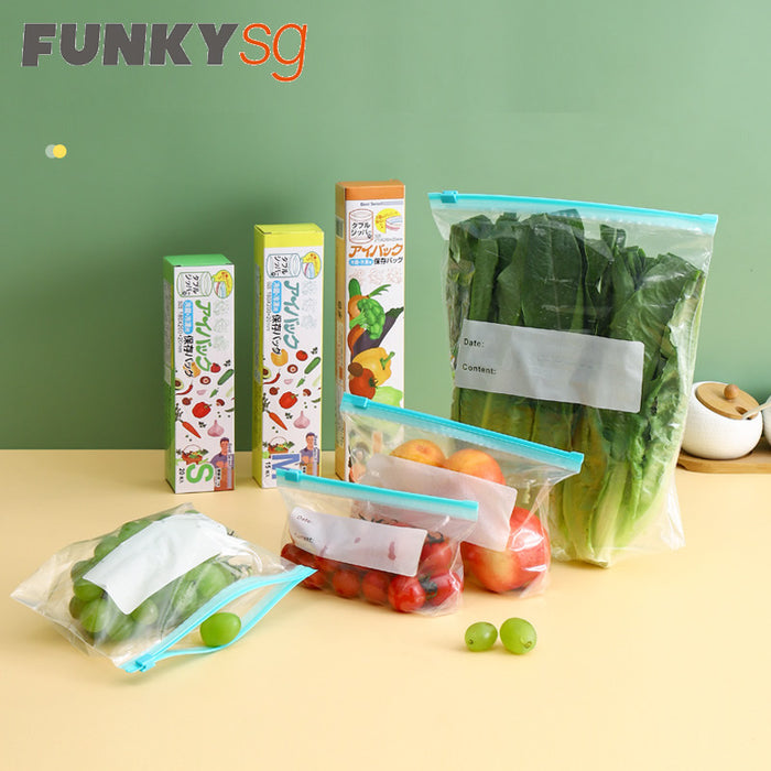 [2 BOXES] Zip Slide Self Labelling Storage Bags Packaging Thickened Plastic Food Grade for Refrigerator and Freezer