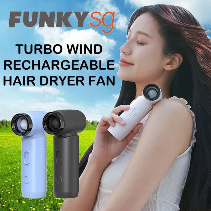 Turbo Mini Handheld Fan Cooler Blower Hair Dryer 80000RPM High Speed 4500Mah Rechargeable Battery 14m/s Strong Wind[ 3 months warranty]