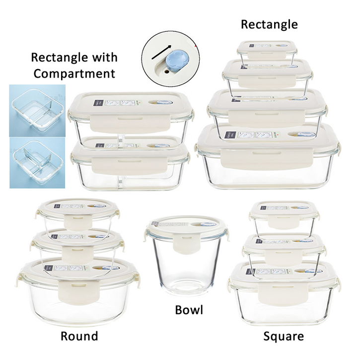 [Buy 6 Get 10% Off] Bento Glass Storage Container Box – Oven, Microwave & Freezer Safe