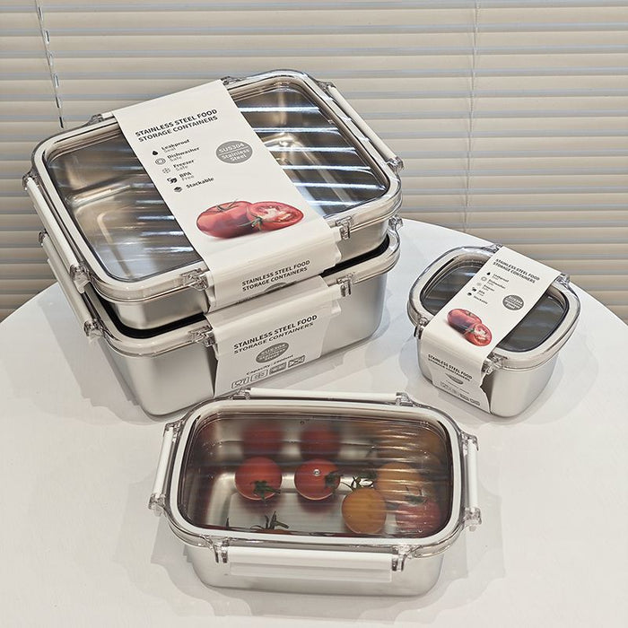 [Buy 3 for 10% Off] Premium Stainless Steel Food Storage Containers – Leakproof, Fridge, Microwave & Dishwasher Safe – 4 Sizes