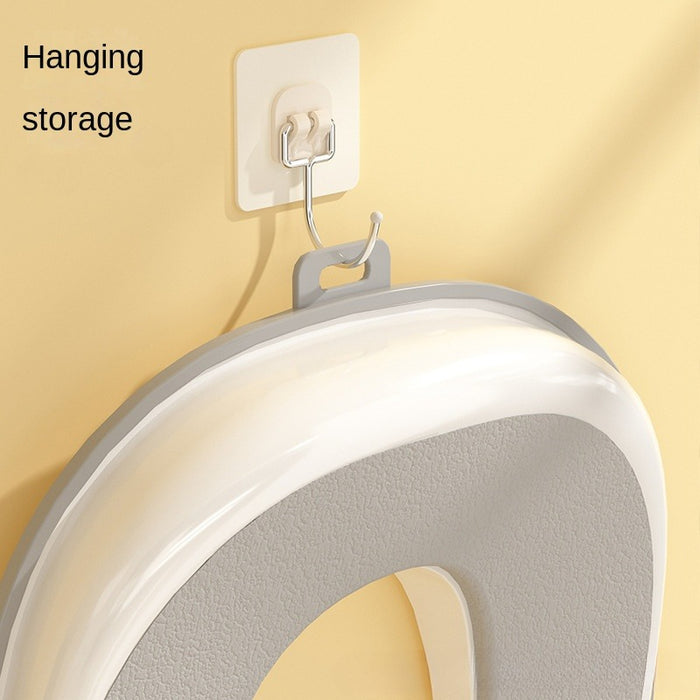 Toddler Potty Training Seat with Handles | Baby Toilet Training Seat for Kids Free Cleaning Brush and Wall Hook