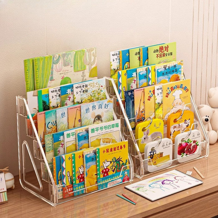 Modern Acrylic Display Stand | Multi-tier Desk Organizer for Books, Comics, Makeup, & Phone Cases