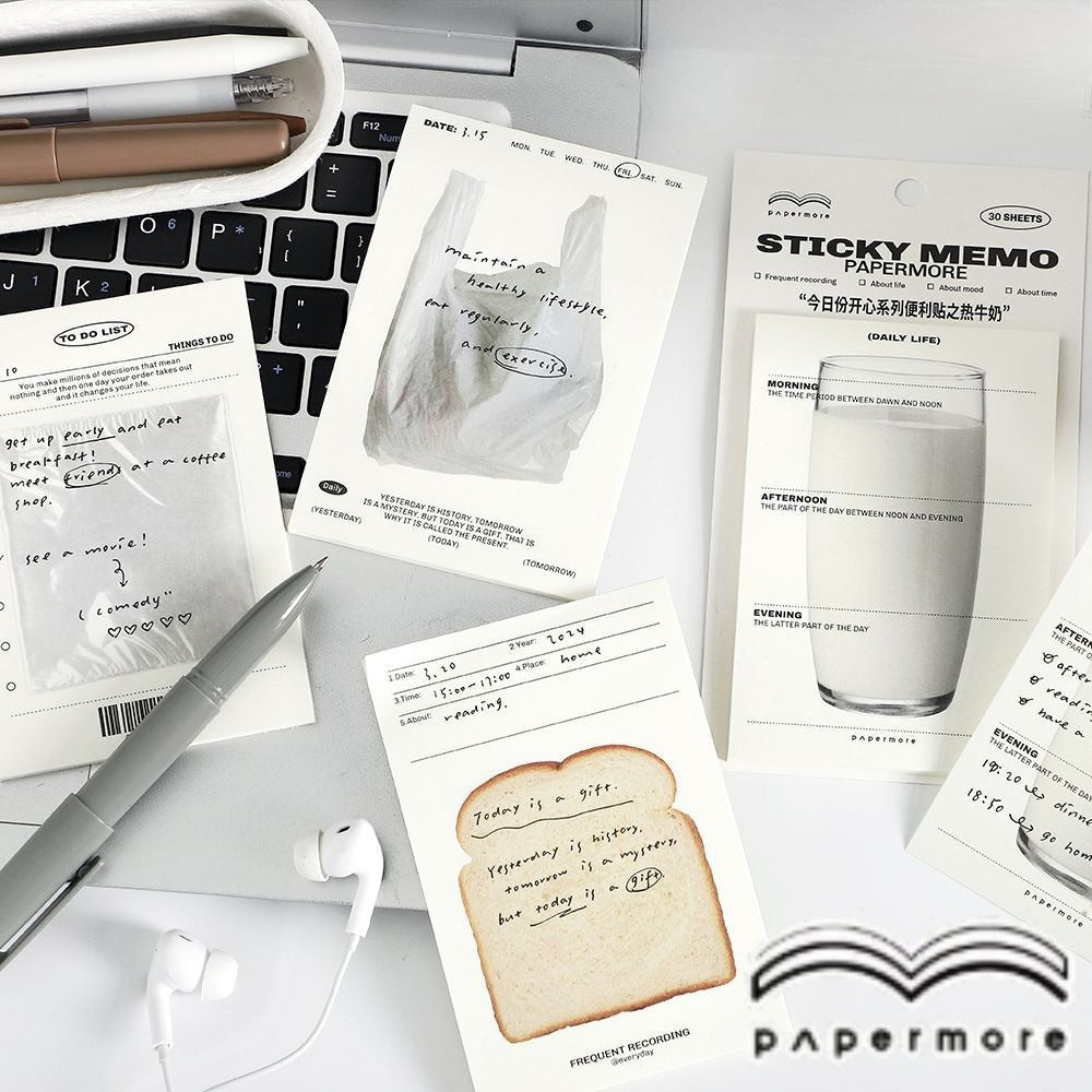PAPERMORE Sticky Memo Pad Cute Aesthetic Notepad To-Do List Planner No ...