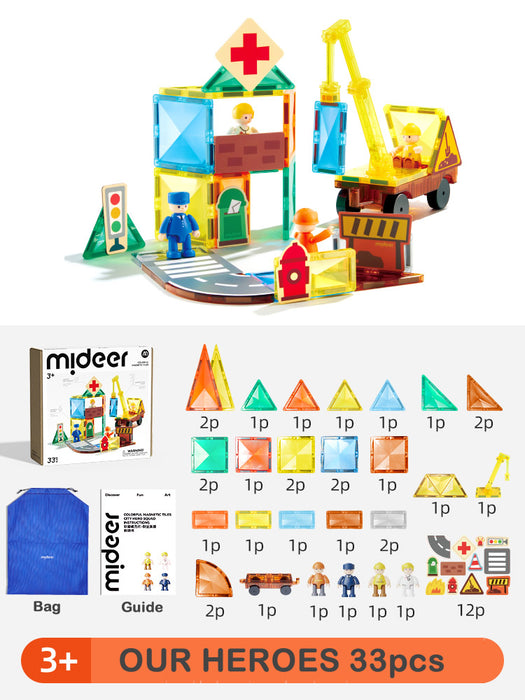 [Buy 4 for 8% off] Mideer Magnetic Tiles Building Set – “Our Family” 32pcs / “Our Heroes” 33pcs