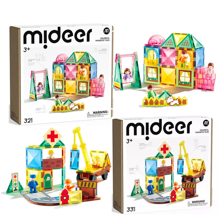 [Buy 4 for 8% off] Mideer Magnetic Tiles Building Set – “Our Family” 32pcs / “Our Heroes” 33pcs