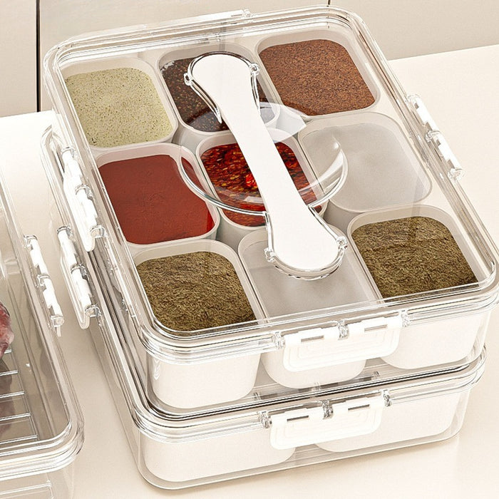 Odor-Proof Fresh-Keeping Box | 4-Grid / 9-Grid | Removable Inner Tray | Fridge Organizer