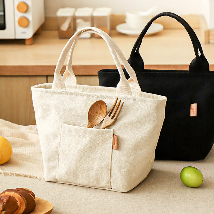 Portable Insulated Bento Bag | Thick Canvas Lunch Tote | Office & School Lunch Box Bag