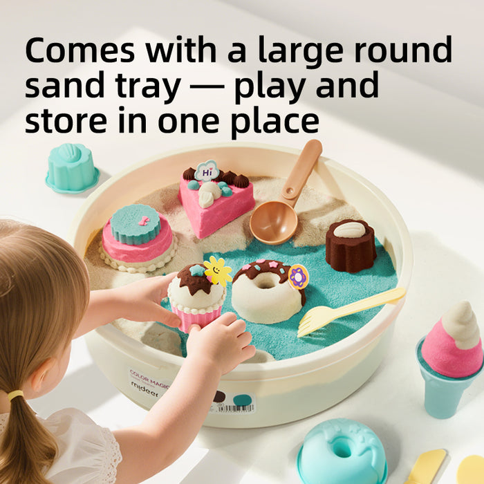 [Buy 4 for 8% off] MiDeer Magic Sand Play Set 2 Kg Sand With 25 Accessory, Sensory Play, Add on Engineering Vehical Bulldozer and Excavator