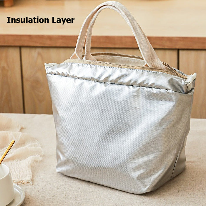 Portable Insulated Bento Bag | Thick Canvas Lunch Tote | Office & School Lunch Box Bag