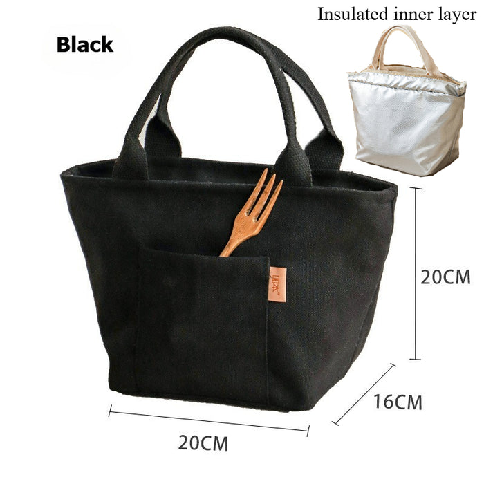 Portable Insulated Bento Bag | Thick Canvas Lunch Tote | Office & School Lunch Box Bag