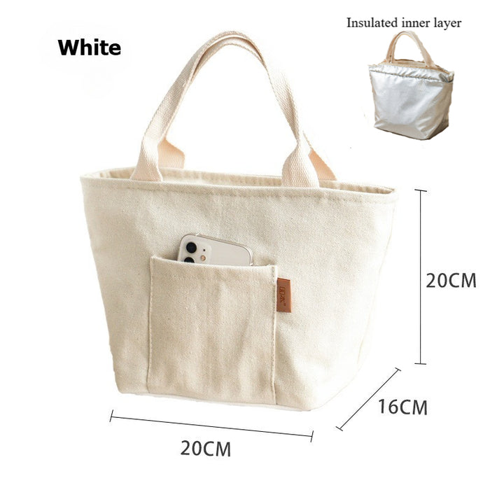 Portable Insulated Bento Bag | Thick Canvas Lunch Tote | Office & School Lunch Box Bag