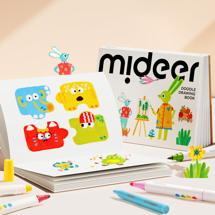 [Buy 4 for 8% off] Mideer Doodle Drawing Book – 60 Sheets | Thick Paper for All Art Materials | Tear-Off Pages | Kids 3+