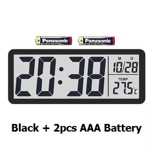Digital wall Clock Temperature Digital Thermo Hygrometer Display Electronic Clock Simple Modern Large Screen Battery Ops