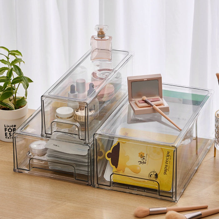 Stackable Transparent Acrylic Organizer with Drawer | Fridge Storage / Facial Mask / Makeup Organizer