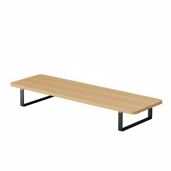 Monitor Riser Stand | Curved Safety Edge | 50-100cm Laptop Stand | Desktop Heighten Shelf | Wood & Metal Stand