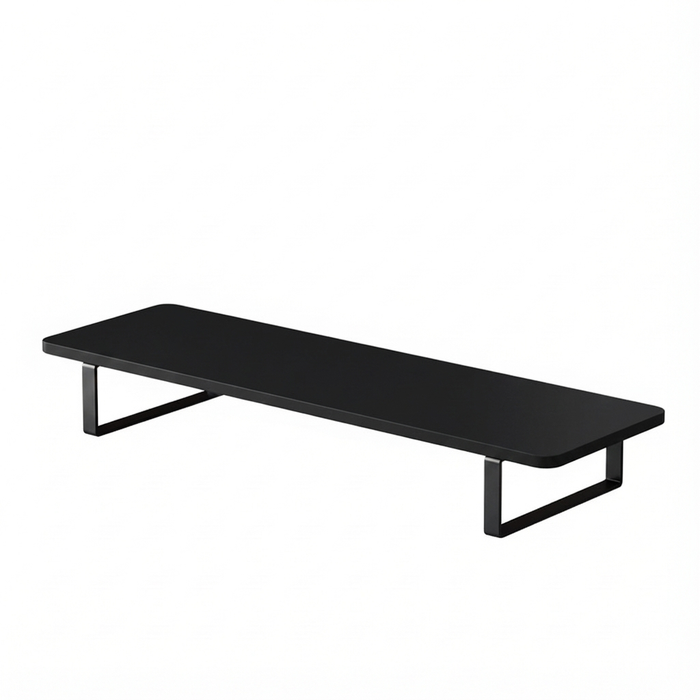 Monitor Riser Stand | Curved Safety Edge | 50-100cm Laptop Stand | Desktop Heighten Shelf | Wood & Metal Stand