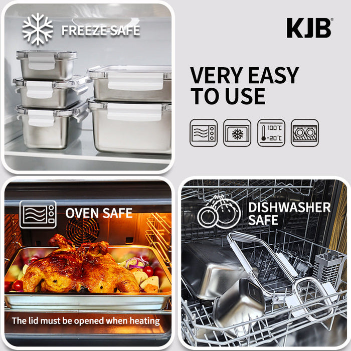 [Buy 3 for 10% Off] Premium Stainless Steel Food Storage Containers – Leakproof, Fridge, Microwave & Dishwasher Safe – 4 Sizes