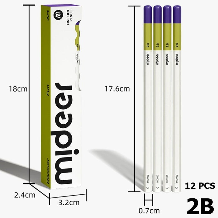 Mideer Kids 2B Pencils Set | Easy Grip Fine Hex & Thick Triangular | Ages 4–6