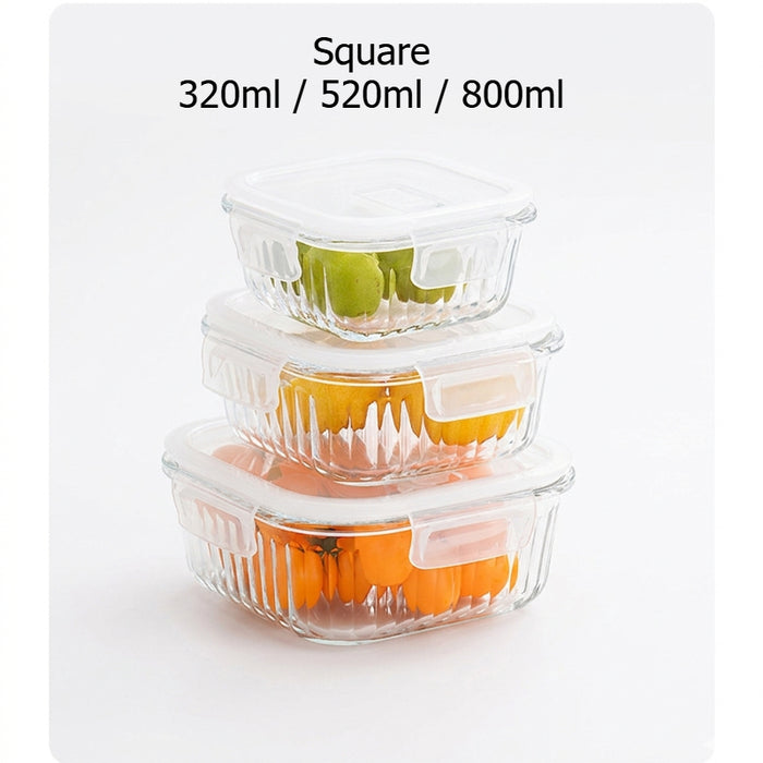 Premium Borosilicate Glass Food Container | Microwave Oven Safe | Refrigerator Freezer Storage