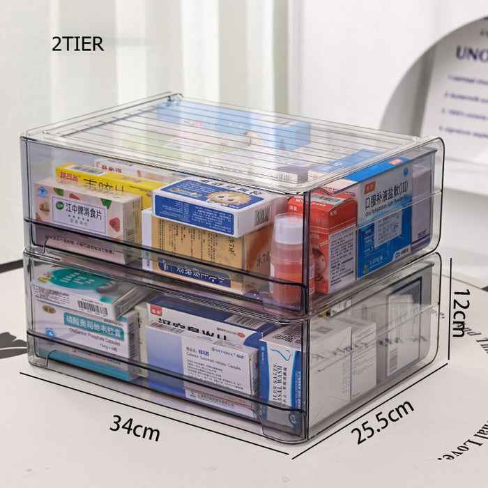 Stackable Transparent Acrylic Organizer with Drawer | Fridge Storage / Facial Mask / Makeup Organizer