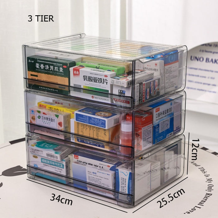 Stackable Transparent Acrylic Organizer with Drawer | Fridge Storage / Facial Mask / Makeup Organizer