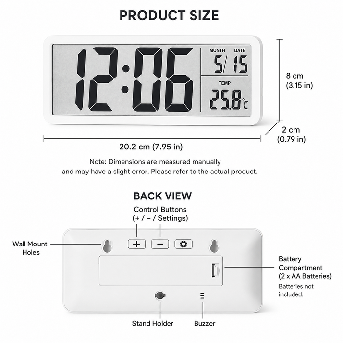 LCD Digital Wall & Table Clock With Temperature Display – FUNKY.sg
