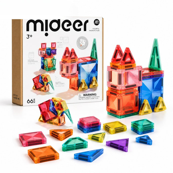Mideer Mini Magnetic Tiles 66PCS | Magnetic Building Blocks Construction Set 3+