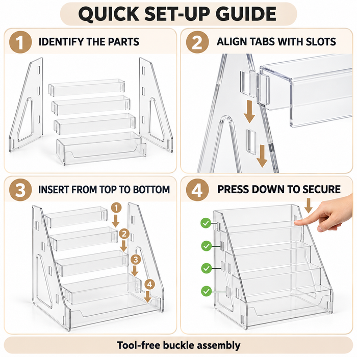 Acrylic Display Tiered Rack Book Makeup Nail Gel Hobby Cards Stand Organizer- FUNKY.sg