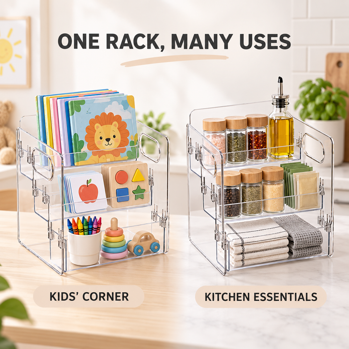 Acrylic Display Tiered Rack Book Makeup Nail Gel Hobby Cards Stand Organizer- FUNKY.sg