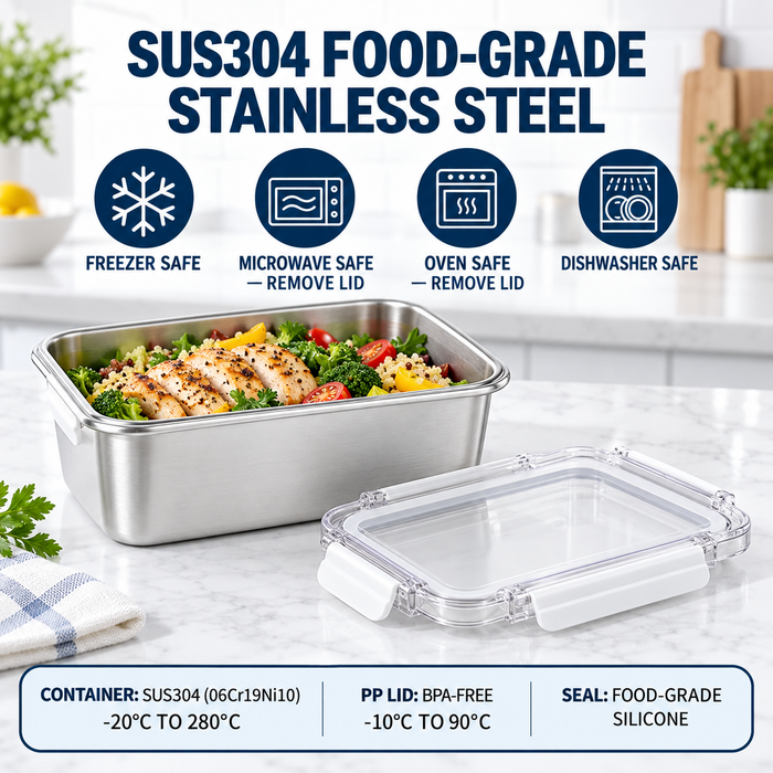 [Buy 3 for 15% Off] Premium Stainless Steel Food Storage Containers – Leakproof, Fridge, Microwave & Dishwasher Safe – 4 Sizes