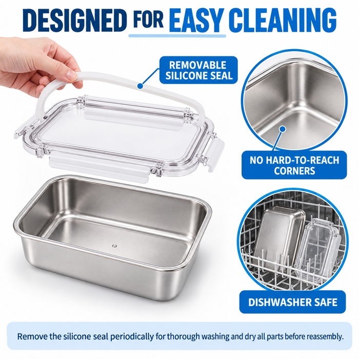 [Buy 3 for 15% Off] Premium Stainless Steel Food Storage Containers – Leakproof, Fridge, Microwave & Dishwasher Safe – 4 Sizes