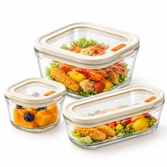 [Buy 4 Get 10% Off] High Borosilicate Glass Food Container With Press-seal Clear Glass Lid Lunch Box Microwave Oven and Freezer– FUNKY.sg