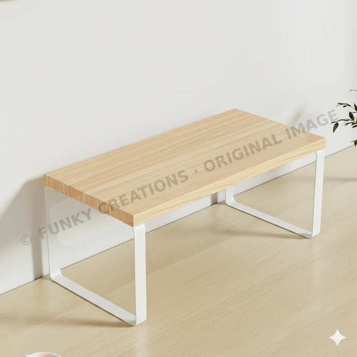 Wooden Monitor Stand & Laptop Riser | Aluminum Legs | 20cm Wide Platform | Multiple Sizes & Colors