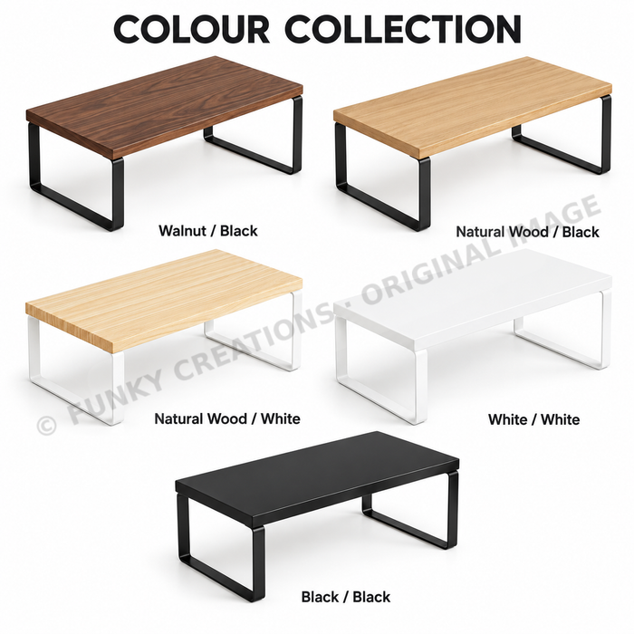 Wooden Monitor Stand & Laptop Riser | Aluminum Legs | 20cm Wide Platform | Multiple Sizes & Colors