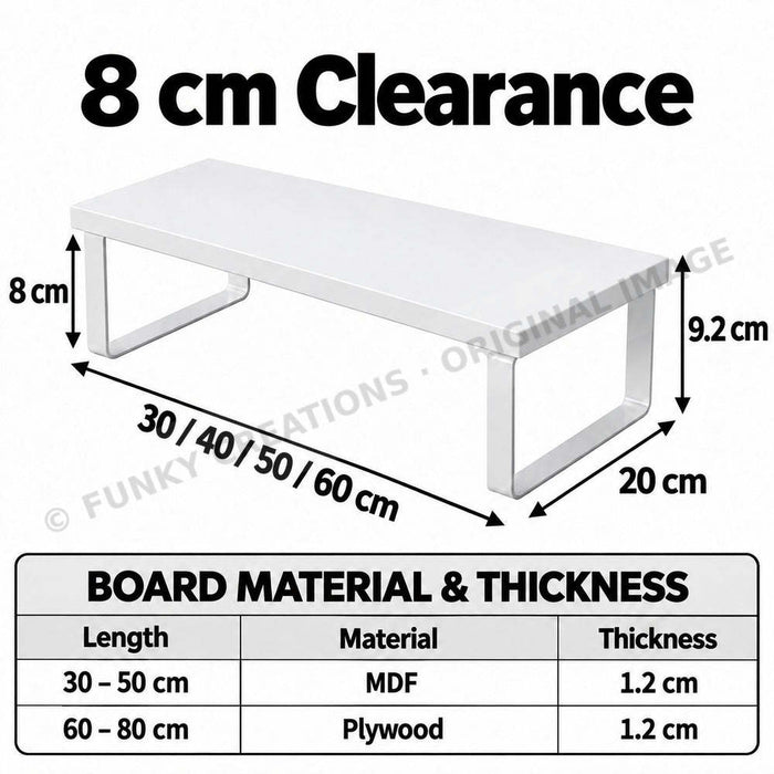 Wooden Monitor Stand & Laptop Riser | Aluminum Legs | 20cm Wide Platform | Multiple Sizes & Colors