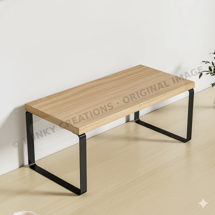 Wooden Monitor Stand & Laptop Riser | Aluminum Legs | 20cm Wide Platform | Multiple Sizes & Colors