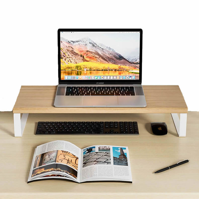 Wooden Monitor Stand & Laptop Riser | Aluminum Legs | 20cm Wide Platform | Multiple Sizes & Colors
