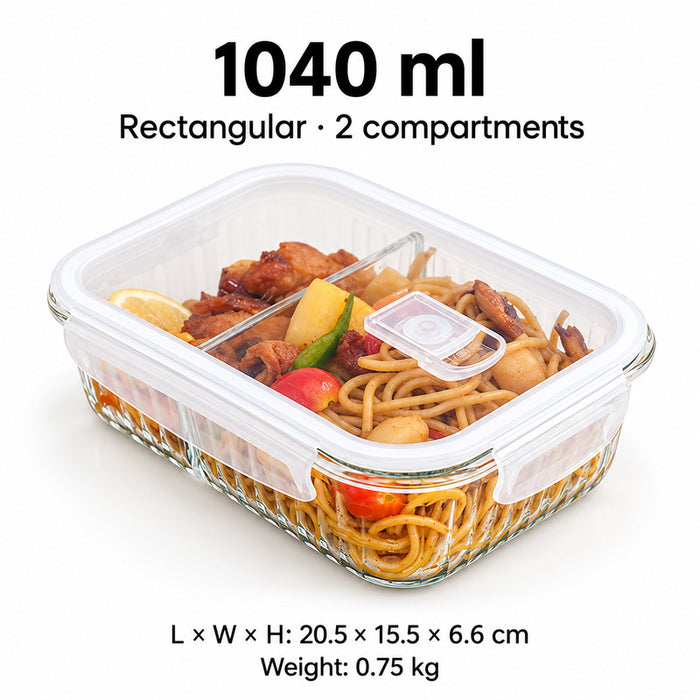 Ribbed Borosilicate Glass Food Lunch Box Container with Lid & Steam Vent Microwave & Oven Safe Fridge & Freezer Storage