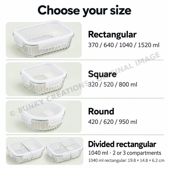 Ribbed Borosilicate Glass Food Lunch Box Container with Lid & Steam Vent Microwave & Oven Safe Fridge & Freezer Storage