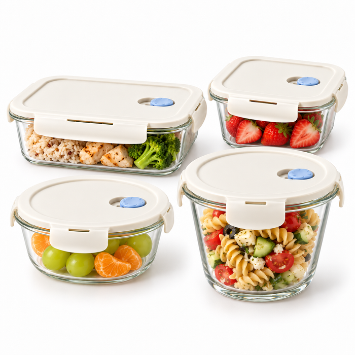 Premium Borosilicate Glass Food Lunch Storage Box Containers Steam Vent Lid Microwave Freezer Oven Dishwasher